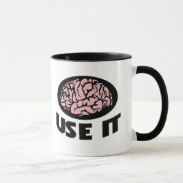 "Use It" Mug – Minimalist Pink Brain Design Mugg