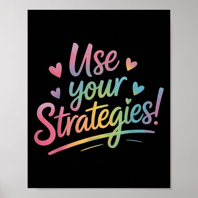 Use Your Strategies Test Day Teacher Student Motiv Poster (Framsidan)