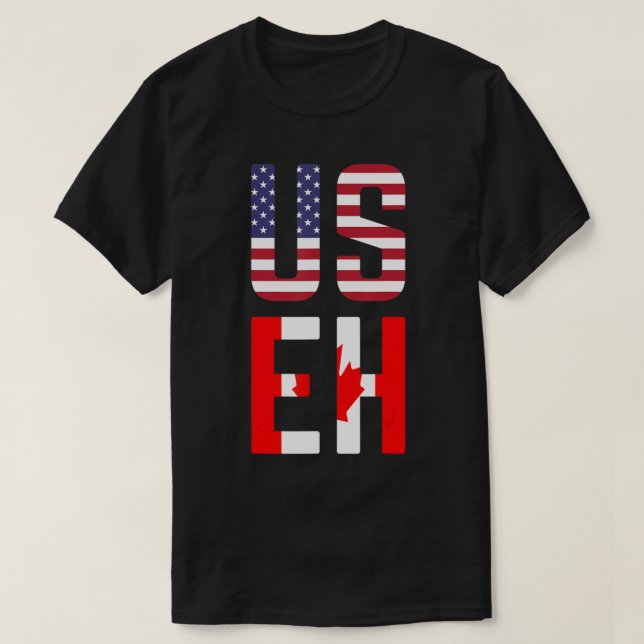 Useh America Canada Flagga American Canadian Canad T Shirt (Design framsida)