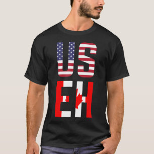 Useh America Canada Flagga American Canadian Canad T Shirt