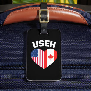 USEH America Canada Flagga Funny American Canadian Bagagebricka