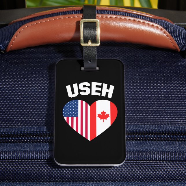 USEH America Canada Flagga Funny American Canadian Bagagebricka (Framsida Insitu 2)