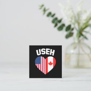 USEH America Canada Flagga Funny American Canadian Fyrkantigt Visitkort