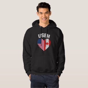 USEH America Canada Flagga Funny American Canadian Hoodie