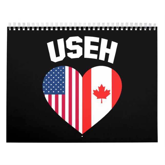 USEH America Canada Flagga Funny American Canadian Kalender (Omslag)