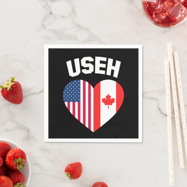 USEH America Canada Flagga Funny American Canadian Pappersservett (Insitu)