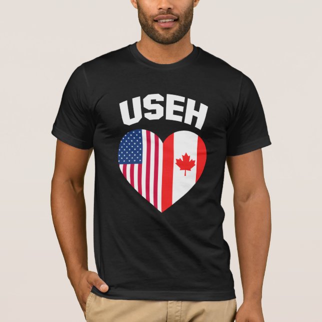 USEH America Canada Flagga Funny American Canadian T Shirt (Framsida)