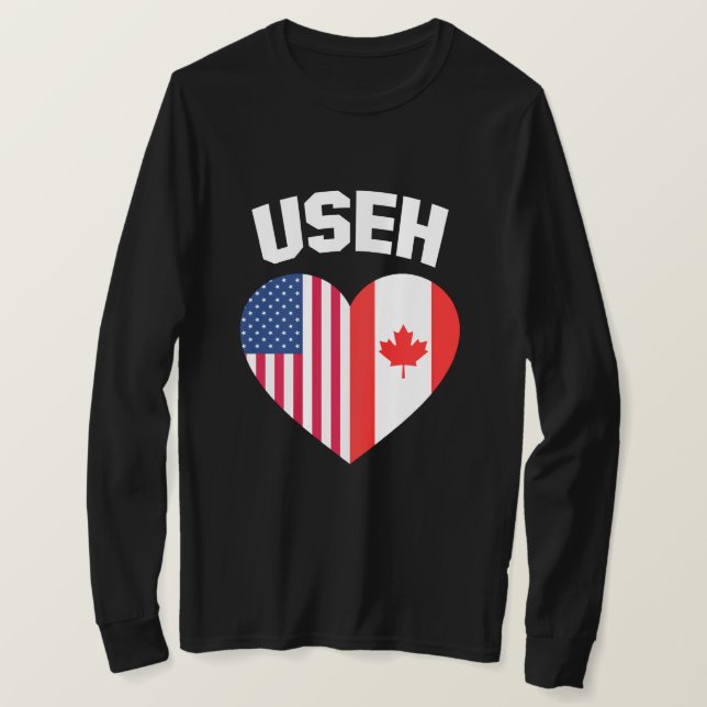 USEH America Canada Flagga Funny American Canadian T Shirt (Design framsida)