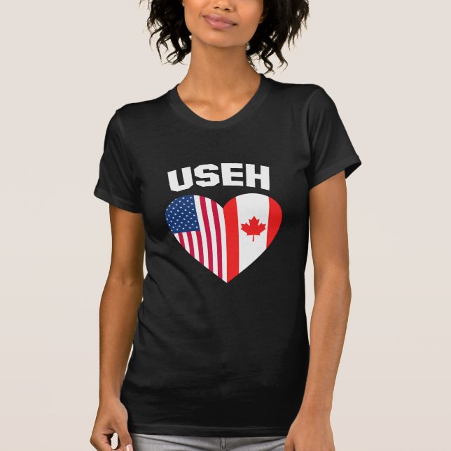 USEH America Canada Flagga Funny American Canadian T Shirt (Framsida)