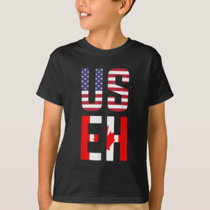 USEH America Canada Flagga Funny American Canadian T Shirt