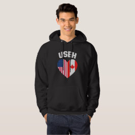 USEH Amerika Kanada Flagga Rolig Amerikansk Kanade Hoodie