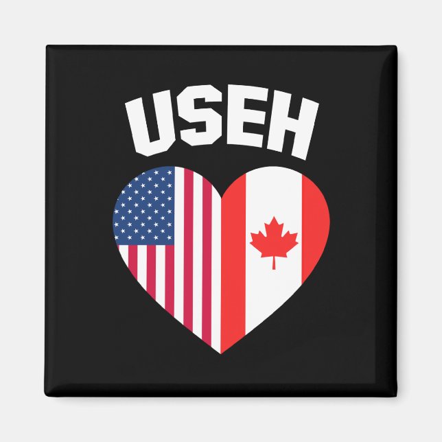 USEH Amerika Kanada Flagga Rolig Amerikansk Kanade Magnet (Framsidan)