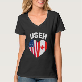 USEH Amerika Kanada Flagga Rolig Amerikansk Kanade T Shirt