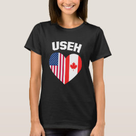 USEH Amerika Kanada Flagga Rolig Amerikansk Kanade T Shirt