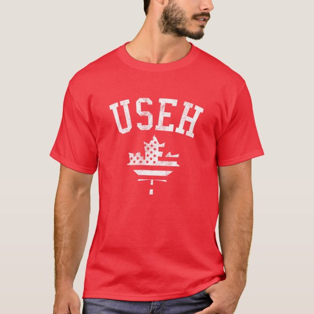 USEH Funny Canadian Eh American Canadian Flagga Ca T Shirt (Framsida)
