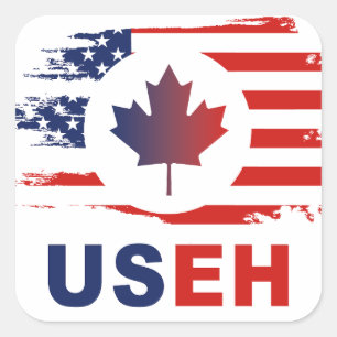 USEH HalCanadian American USA flagga United Fyrkantigt Klistermärke