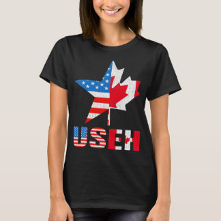 USEH Löv Canadian American Flagga Maple Shirt T