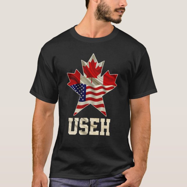 Useh Maple Löv Canadian Flagga T Shirt (Framsida)