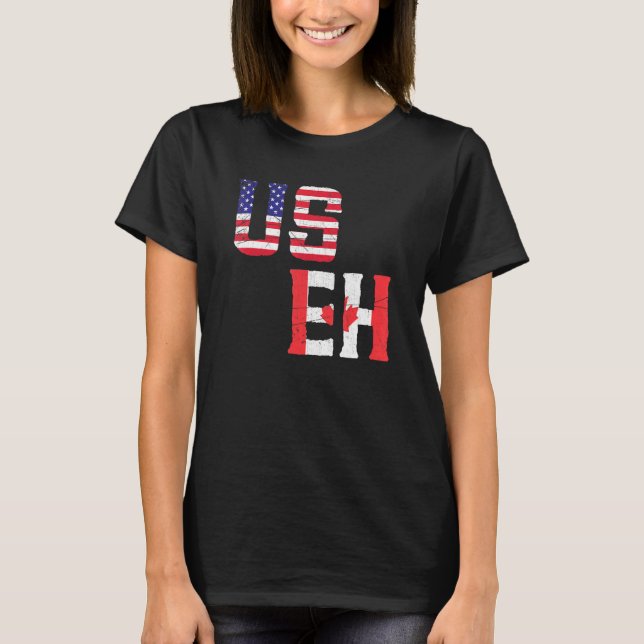 Useh Maple Löv USA Flagga Patriotic Canadian Ameri T Shirt (Framsida)