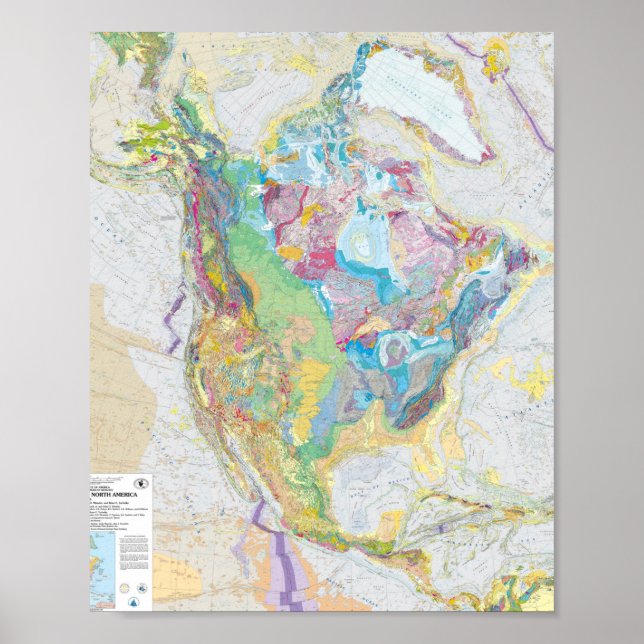 USGS Geologic Karta i Nordamerika Poster (Framsidan)