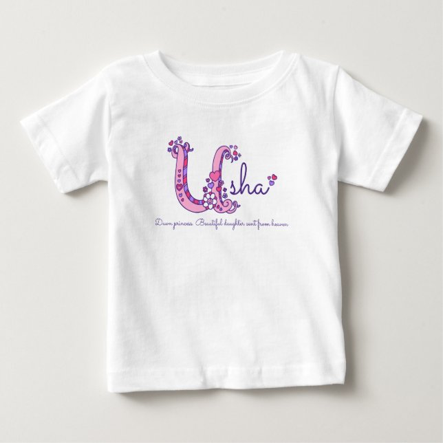 Usha flicknamn & betydelse U monogram t-shirt (Framsida)