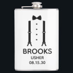 Usher Black Bow Tie Fickplunta<br><div class="desc">Den här 8 oz-kolven är en stor tjänst för vaktmästarna i ditt bröllop. Om din bröllopsfest ska ha kläder på sig den här designen med hängslen och en fluga i svart skulle vara perfekt. Uppenbarligen men formellt. Det skulle vara bra för en bachelor-helg eller en reklamfest. En rolig gåva för...</div>