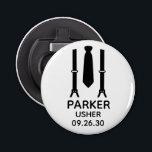 Usher Black Tie Flasköppnare<br><div class="desc">Dessa knappöppnare i flaska är en underbar tjänst för vaktmästarna i bröllop. Om all din bröllopsfest kommer att ha kostym på sig så skulle det vara perfekt med suspenderare och en slips i svart. Avslappnaden är ännu formell. De skulle vara underbara för en reklamfest eller helg.</div>