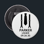 Usher Black Tie Flasköppnare<br><div class="desc">Dessa knappöppnare i flaska är en underbar tjänst för vaktmästarna i bröllop. Om all din bröllopsfest kommer att ha kostym på sig så skulle det vara perfekt med suspenderare och en slips i svart. Avslappnaden är ännu formell. De skulle vara underbara för en reklamfest eller helg.</div>