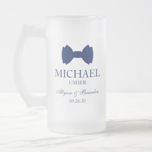 Usher Blue Bow Tie Frostat Ölglas (Vänster)