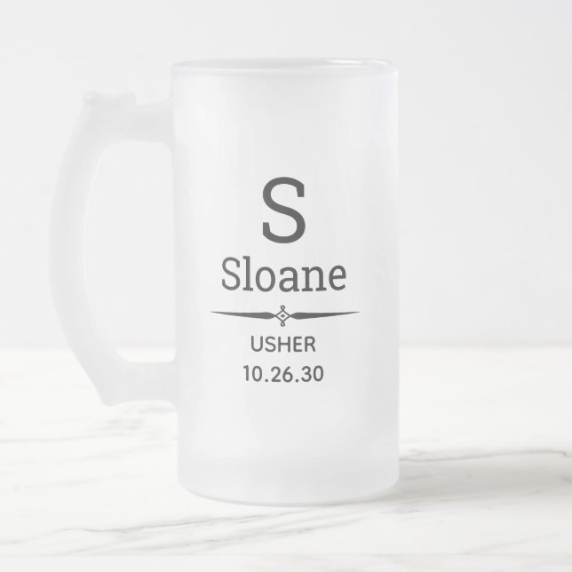 Usher monogrammat Frosted Glass Beer Mug Frostat Ölglas (Vänster)