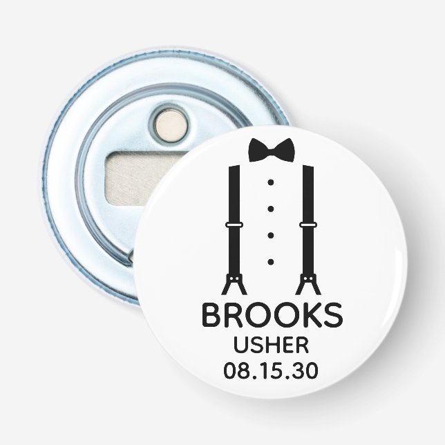 Usher Svart Bow Tie Flasköppnare (Framsidan)