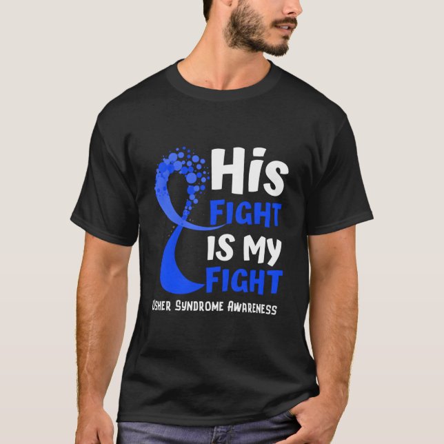 Usher Syndrome Awareness Blue Ribbon Hope Family F T Shirt (Framsida)
