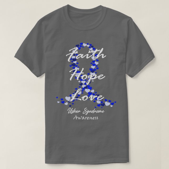 Usher Syndrome Awareness Faith Hope Kärlek Hoppar  T Shirt (Design framsida)