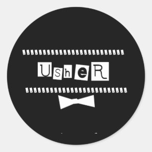 Usher White på Black Runt Klistermärke