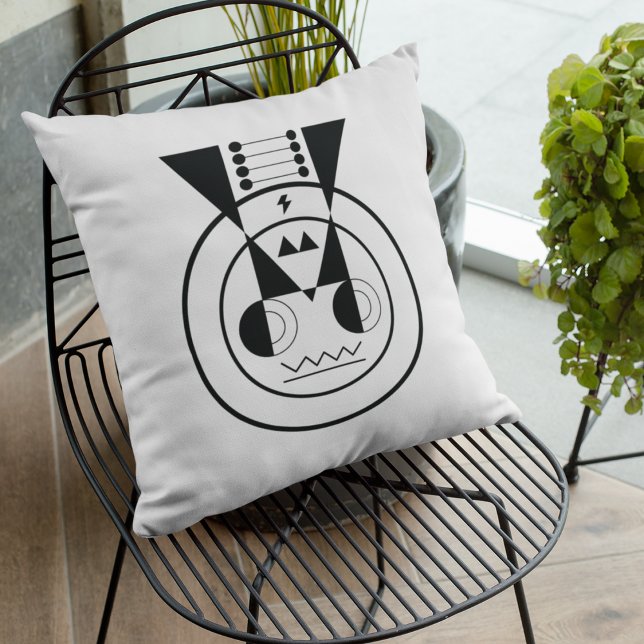 Ushi Zodiac - Geometric Ox accent Cushion Kudde (Rest with quiet power - Ushi zodiac pillow for calm, modern spaces.)
