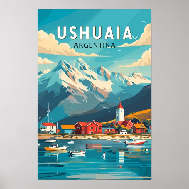 Ushuaia Argentina Resa Konst Vintage Poster (Framsidan)