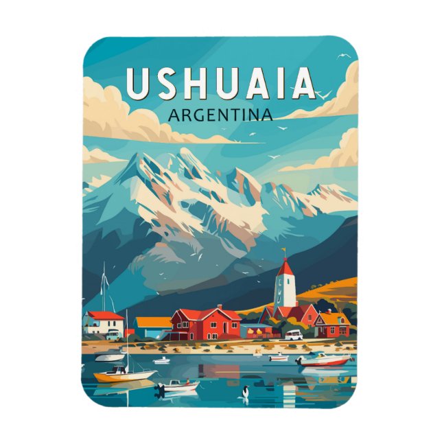 Ushuaia Argentina Travel Art Vintage Magnet (Vertikal)