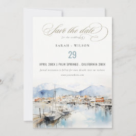 Ushuaia, Argentina Watercolor Landscape Wedding Spara Datumet