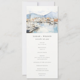 Ushuaia, Argentina Watercolor Scape Wedding Menu Inbjudningar