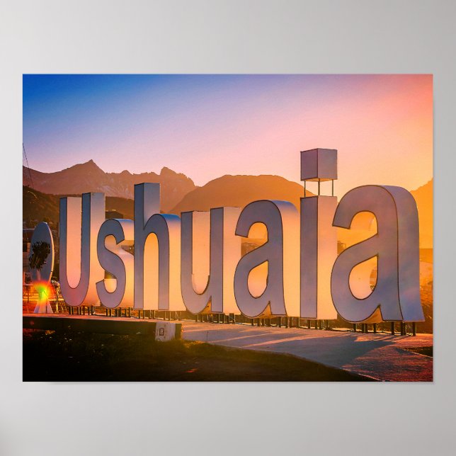 Ushuaia brev över landskapet kusten poster (Framsidan)