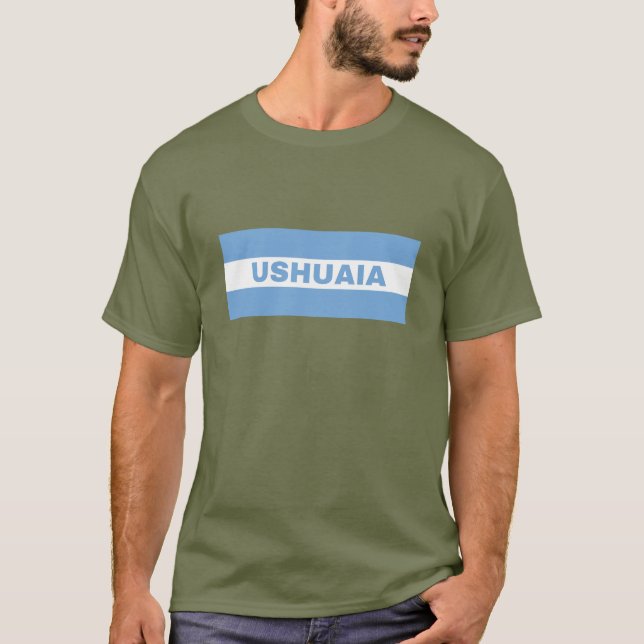 Ushuaia i Argentine Flagga T-Shirt (Framsida)