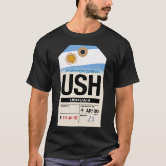 Ushuaia (Ush) Argentina Flyg Bagage Märke T Shirt