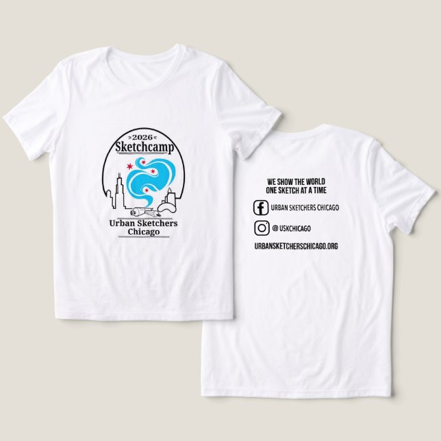 Usk Chicago SketchCamp 2026 T Shirt (Design fram och bak)