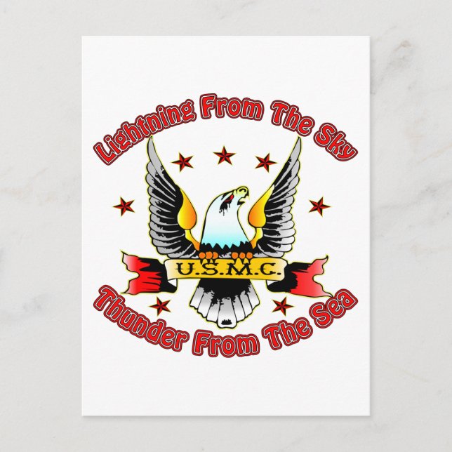 USMC Blixt från Himlar tunn från havet Vykort (Framsida)