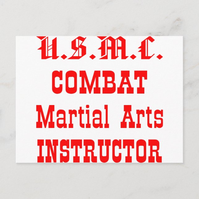 USMC Combat Martial Arts Instructor Vykort (Framsida)