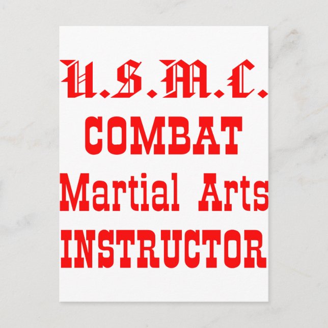 USMC Combat Martial Arts Instructor Vykort (Framsida)
