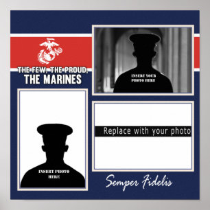 USMC De few Photo Collage Poster