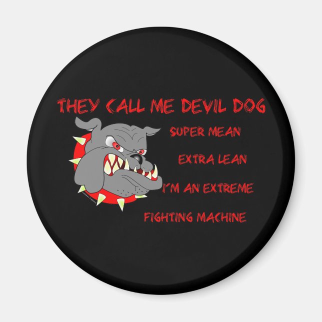USMC De kallar mig Djävulen Hund Magnet (Framsidan)