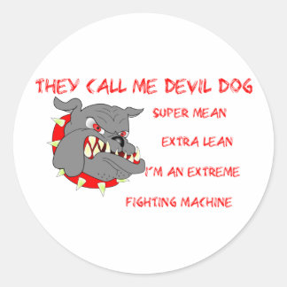 USMC De kallar mig Djävulen Hund Runt Klistermärke