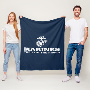 USMC Det fåtal Logotypen Proud staplade - vit Fleecefilt